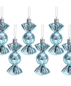 Christmas Concepts® Pack of 6–90mm Sweet Shaped Baubles – Shiny & Glitter Decorated – Christmas Tree Decorations (Ice Blue)
