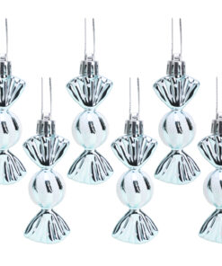 Christmas Concepts® Pack of 6-8cm Mini Sweet Shaped Baubles – Shiny & Glitter Decorated – Christmas Tree Decorations (Ice Blue)