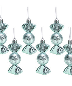 Christmas Concepts® Pack of 6–90mm Sweet Shaped Baubles – Shiny & Glitter Decorated – Christmas Tree Decorations (Mint Green)