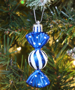 Alternative view of Christmas Concepts® Pack of 6-8cm Mini Sweet Shaped Baubles – Shiny & Glitter Decorated – Christmas Tree Decorations (Midnight Blue)