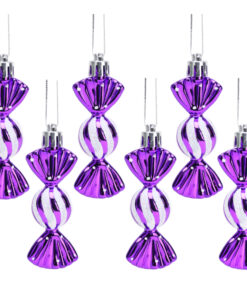 Christmas Concepts® Pack of 6-8cm Mini Sweet Shaped Baubles – Shiny & Glitter Decorated – Christmas Tree Decorations (Purple)