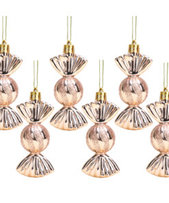 Christmas Concepts® Pack of 6–90mm Sweet Shaped Baubles – Shiny & Glitter Decorated – Christmas Tree Decorations (Rose Gold)