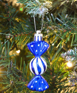 Alternative view of Christmas Concepts® Pack of 6-8cm Mini Sweet Shaped Baubles – Shiny & Glitter Decorated – Christmas Tree Decorations (Royal Blue)