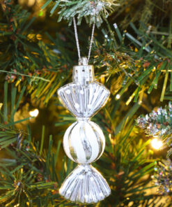 Alternative view of Christmas Concepts® Pack of 6-8cm Mini Sweet Shaped Baubles – Shiny & Glitter Decorated – Christmas Tree Decorations (Silver)