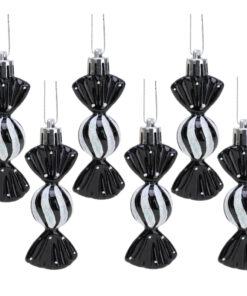 Christmas Concepts® Pack of 6-8cm Mini Sweet Shaped Baubles – Shiny & Glitter Decorated – Christmas Tree Decorations (Black)