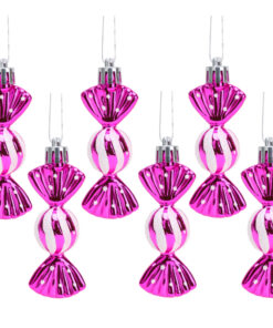 Christmas Concepts® Pack of 6-8cm Mini Sweet Shaped Baubles – Shiny & Glitter Decorated – Christmas Tree Decorations (Hot Pink)