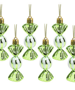 Christmas Concepts® Pack of 6-8cm Mini Sweet Shaped Baubles – Shiny & Glitter Decorated – Christmas Tree Decorations (Lime Green)