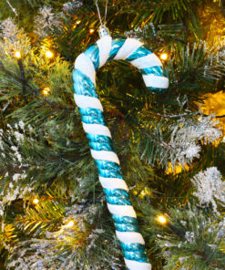 Alternative view of Christmas Concepts® Pack of 3–250mm Extra Large Candy Cane Baubles – Shiny & Glitter Decorated – Christmas Decorations (Turquoise)