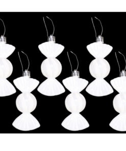 Christmas Concepts® Pack of 6–90mm Sweet Shaped Baubles – Shiny & Glitter Decorated – Christmas Tree Decorations (White)