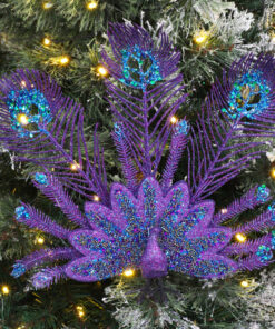 Alternative view of Christmas Concepts® 10" Purple Glitter Peacock Clip On Christmas Tree Decoration With Beads and Sequins