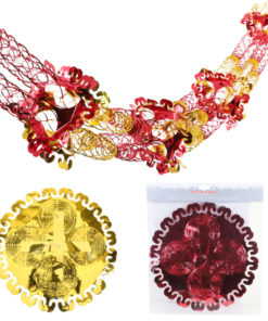 Christmas Concepts® 9ft x 1ft Large Round Foil Garland Festive Hanging Decorations – Christmas Trimming (Red & Gold)