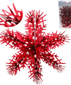 Christmas Concepts® 16” (1.3ft) Large Foil 3D Snowflake Hanging Decoration – Christmas Trimming (Red)