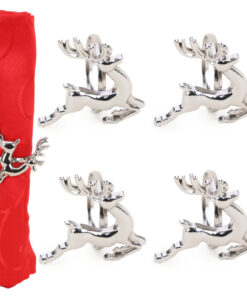 Christmas Concepts® Set of 4 Silver Napkin Rings – Luxury Christmas Serviette Holders – Table Settings (Tree) (Snowflake)