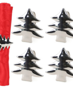 Christmas Concepts® Set of 4 Silver Napkin Rings – Luxury Christmas Serviette Holders – Table Settings (Tree)