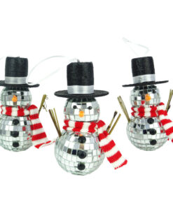 Christmas Concepts® Pack Of 3 14cm Mirror Snowman With Twig Arms Hanging Christmas Tree Baubles - Christmas Decorations