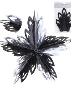 Christmas Concepts® 16” (1.3ft) Large Foil 3D Star Hanging Decoration – Christmas Trimming (Black & Silver)