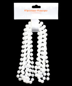 9ft Christmas Bead Chain - Christmas Bead Garlands - Christmas Decorations (Pearl White)