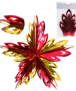 Christmas Concepts® 16” (1.3ft) Large Foil 3D Star Hanging Decoration – Christmas Trimming (Red & Gold)