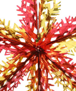 Alternative view of Christmas Concepts® 16” (1.3ft) Large Foil 3D Snowflake Hanging Decoration – Christmas Trimming (Red & Gold)