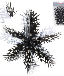 Christmas Concepts® 16” (1.3ft) Large Foil 3D Snowflake Hanging Decoration – Christmas Trimming (Black & Silver)