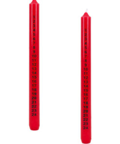 Pack of 2 - 25cm Christmas Advent Candle – Traditional Countdown to Christmas (Red)
