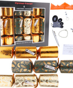 Christmas Concepts® 6 Large Deluxe Festive Pattern Christmas Crackers – Hats, Mottos, Snaps & Novelty Gift Included – 2 Designs Available