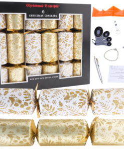 Christmas Concepts® 6 Large Deluxe Glitter Decorated Christmas Crackers – Hats, Mottos, Snaps & Novelty Gift Included – 2 Designs Available