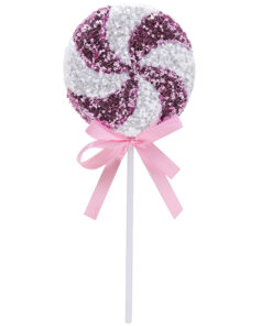 36cm Giant Sparkly Sequin Lollipop Christmas Decoration - Pink & White – Christmas Tree Ornaments