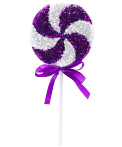 36cm Giant Sparkly Sequin Lollipop Christmas Decoration - Purple & White – Christmas Tree Ornaments