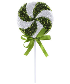36cm Giant Sparkly Sequin Lollipop Christmas Decoration - Lime Green & White – Christmas Tree Ornaments