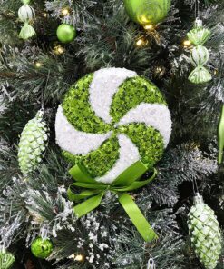 Alternative view of Pack of 2 - 36cm Giant Sparkly Sequin Lollipop Christmas Decoration - Lime Green & White – Christmas Tree Ornaments