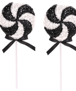 Pack of 2 - 36cm Giant Sparkly Sequin Lollipop Christmas Decoration - Black & White – Christmas Tree Ornaments