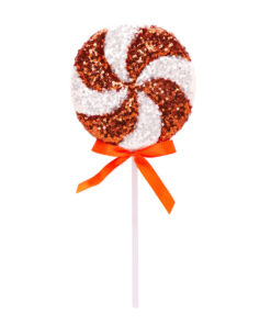 36cm Giant Sparkly Sequin Lollipop Christmas Decoration - Copper & White – Christmas Tree Ornaments