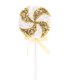 36cm Giant Sparkly Sequin Lollipop Christmas Decoration - Gold & White – Christmas Tree Ornaments