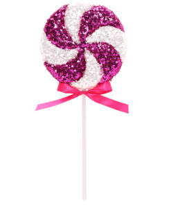 36cm Giant Sparkly Sequin Lollipop Christmas Decoration - Hot Pink & White – Christmas Tree Ornaments