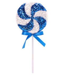 36cm Giant Sparkly Sequin Lollipop Christmas Decoration - Royal Blue & White – Christmas Tree Ornaments