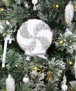 Alternative view of Pack of 2 -  36cm Giant Sparkly Sequin Lollipop Christmas Decoration - Silver & White – Christmas Tree Ornaments
