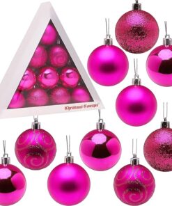 Christmas Concepts® Pack of 10-60mm Hot Pink - Christmas Tree Baubles - Shiny, Matte & Glitter Decorated Baubles
