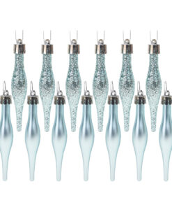 Christmas Concepts® Pack Of 15-8.5cm Droplet Baubles - Matte & Glitter Design - Christmas Baubles (Ice Blue)