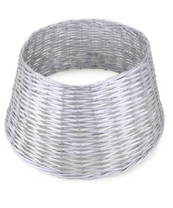 Willow Christmas Tree Skirt – Wicker Base Cover – Christmas Decoration (56CM, SILVER)
