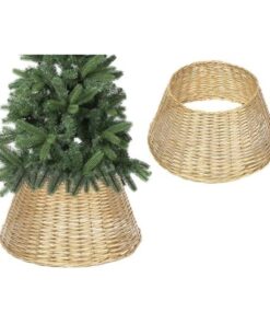 Willow Christmas Tree Skirt – Wicker Base Cover – Christmas Decoration (56CM, GOLD)