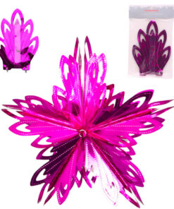 16” (1.3ft) Large Foil 3D Star Hanging Decoration – Christmas Trimming (Hot Pink)