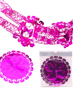 9ft x 1ft Large Round Foil Garland Festive Hanging Decorations – Christmas Trimming (Pink)