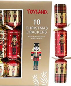 10 Christmas Crackers Deluxe Gifts Party Hat Joke 10 x 14” Crackers