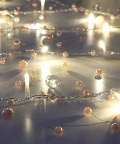 2m (6.5ft) 20 Beaded LED String Lights - Garland Party Decorations - Weddings & Christmas (Baby Pink)