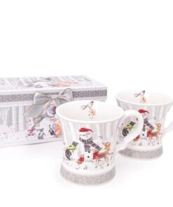 Snowman & Friends Deluxe Ceramic Tableware Range - 2 x 9oz Mug with Matching Decorative Gift Box