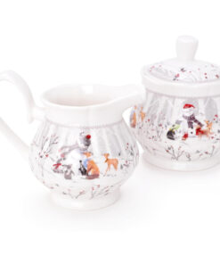 Snowman & Friends Deluxe Ceramic Tableware Range - Milk Jug & Sugar Pot Set With Matching Decorative Gift Box