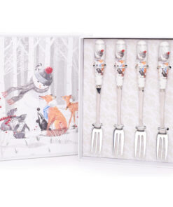 Snowman & Friends Deluxe Ceramic Tableware Range - 4 x 15cm (6") Cake Forks With Matching Decorative Gift Box