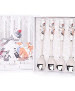 Snowman & Friends Deluxe Ceramic Tableware Range - 4 x 15cm (6") Cake Spoons with Matching Decorative Gift Box