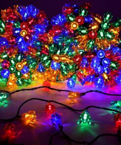 500 50m/164ft Retro Multi Coloured LED Petal Lights With 8 Function Controller – Indoor/Outdoor – Energy Efficient A++ - Christmas Lights